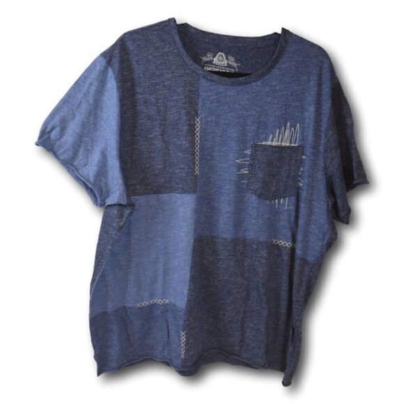 American Rag Blue Jean Patchwork T-Shirt Size: XXL - Picture 2 of 4